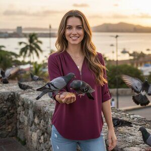 Ultra-Chic Purple V-Neck Blouse with Zip Detail & Roll-Up Sleeves Trendy 💜✨